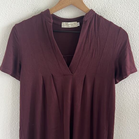 Fighting Eel Eggplant Maroon Purple V Neck Stretchy Dress Hawaii Paradise Aloha - Picture 3 of 6